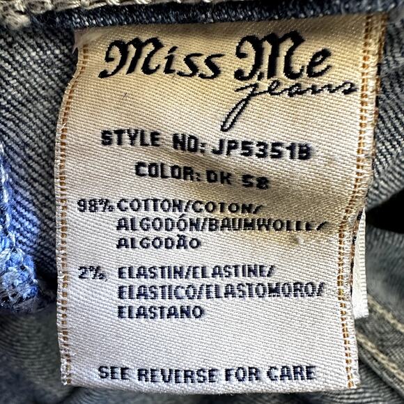 Miss Me Bootcut Jeans Rhinestone Embroidered Logo Medium Wash Western Blue 28 - Picture 4 of 6
